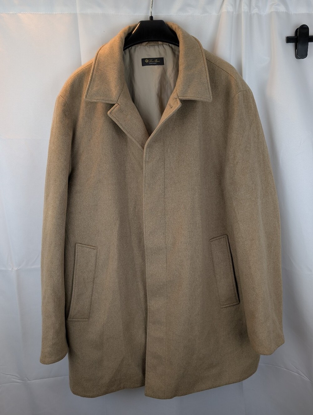 Loro Piana Men's 100% Cashmere Overcoat Camel Tan Car Coat Size XXL Italy Rare